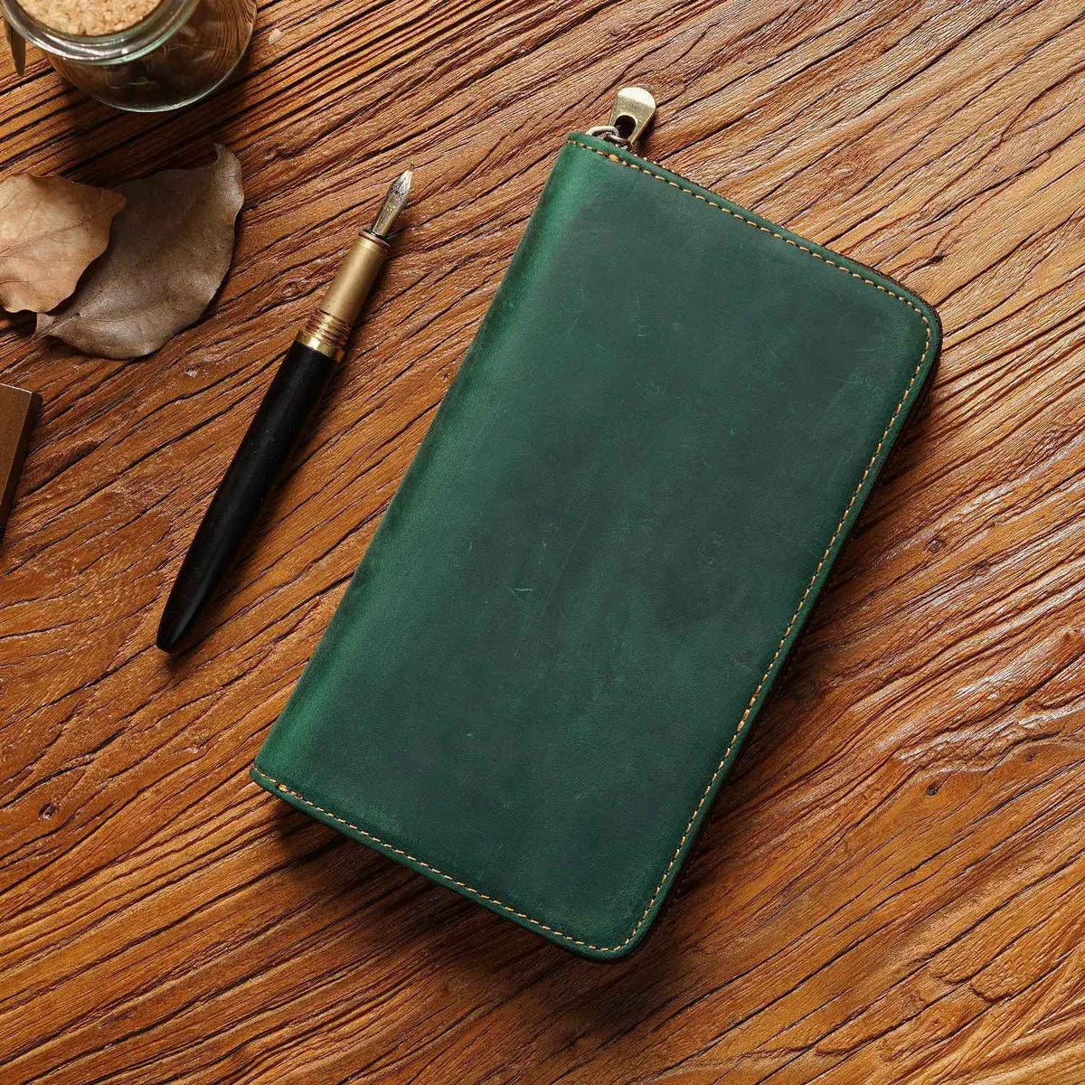 Leather writing instrument case suitable for work or school