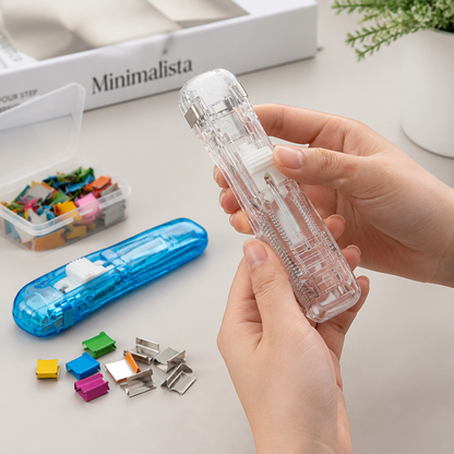 Staple-Free Paper Clip Dispenser Set With 100 Clips