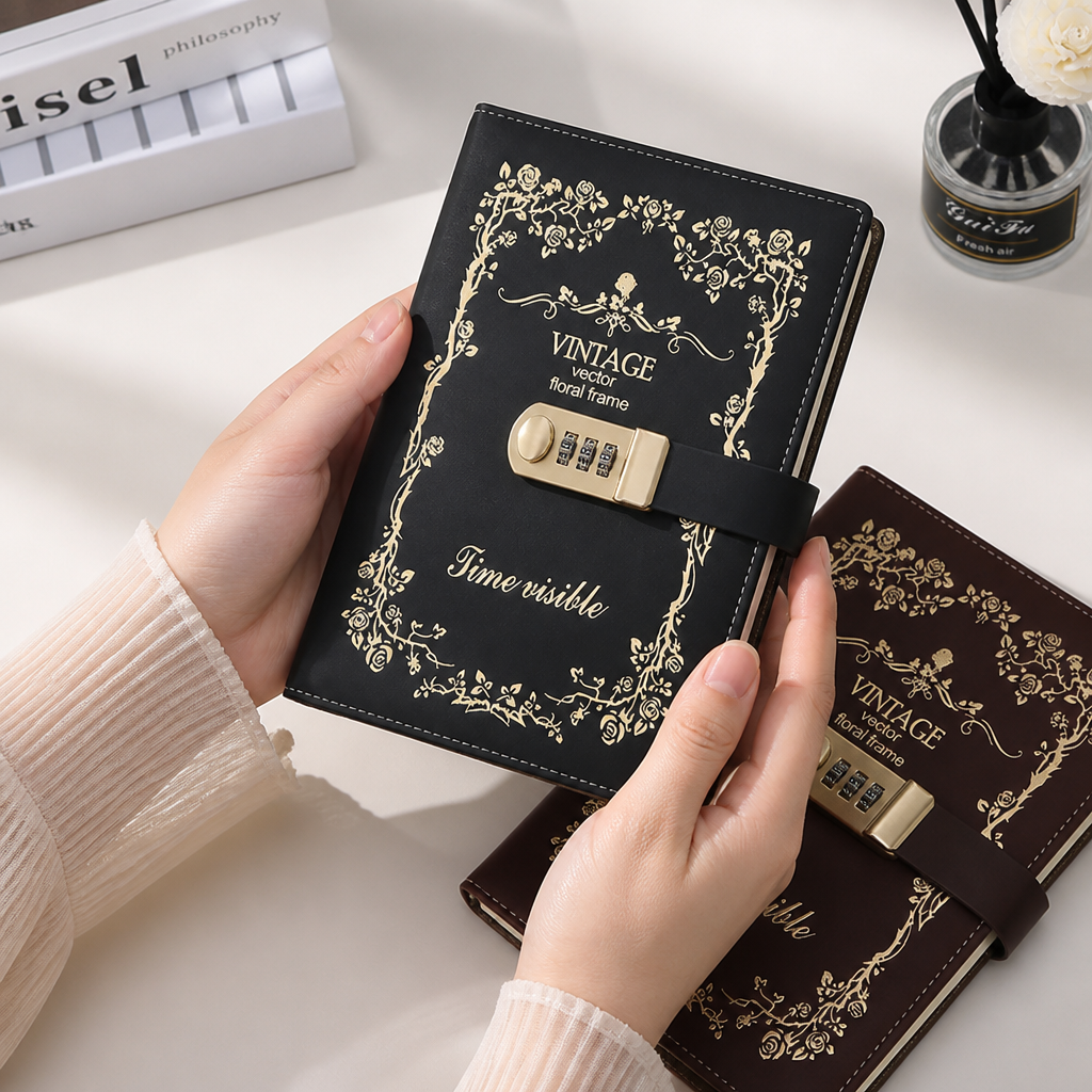Embroidered Vintage Notebook for Journaling and Notes
