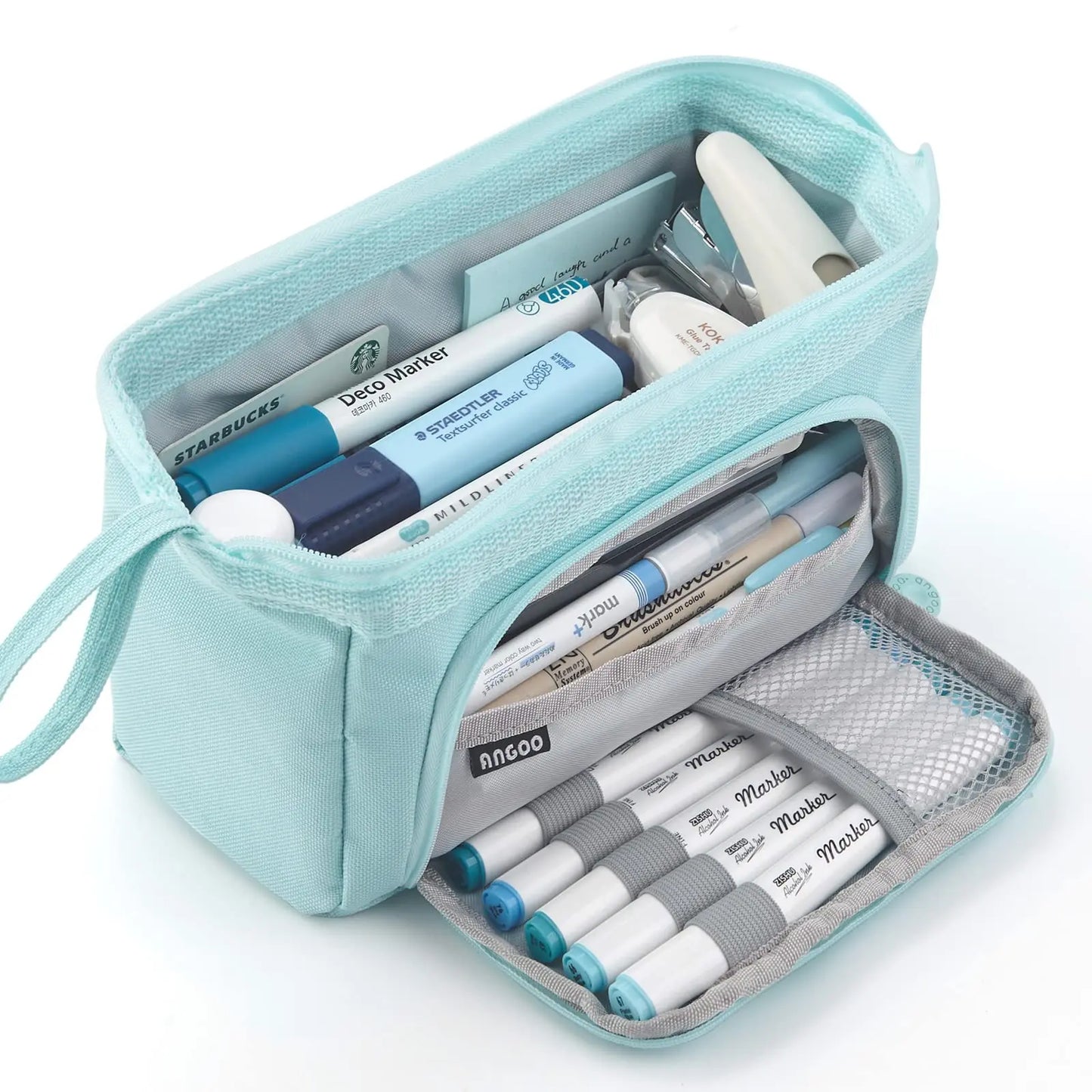 Pencil Case Canvas Double Deck Large Capacity