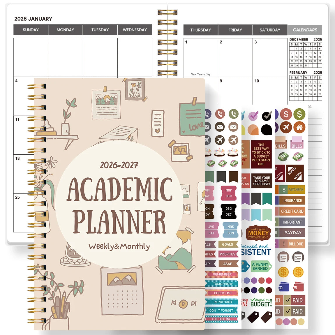 Academic Planner A5 Spiral Weekly Monthly Layout