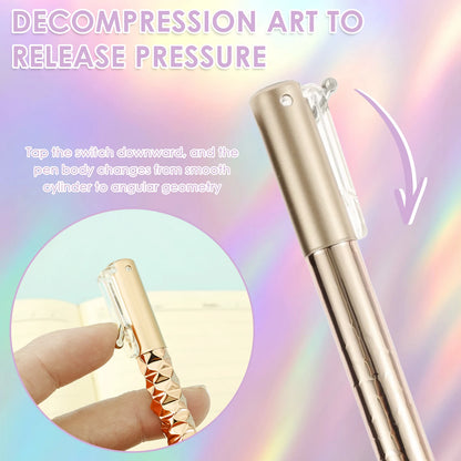 Geometric Crinkle Sensory Stress Relief Writing Pens (Set of 6)
