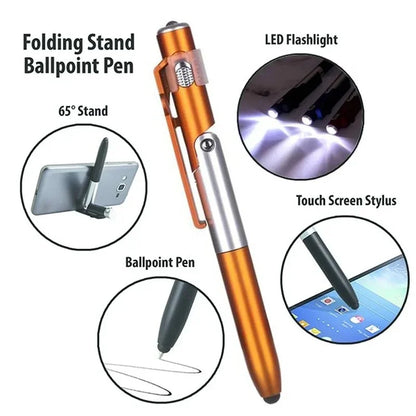 4-in-1 Multifunction Ballpoint Pen with LED Light and Phone Holder
