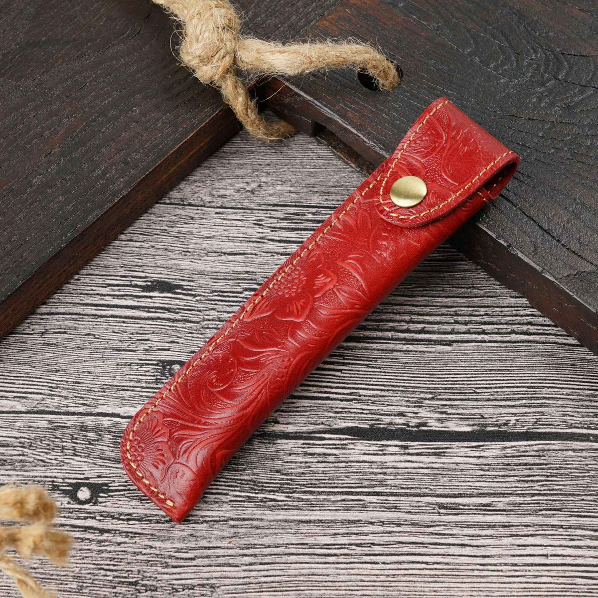 Leather Single Fountain Pen Case With Snap Closure