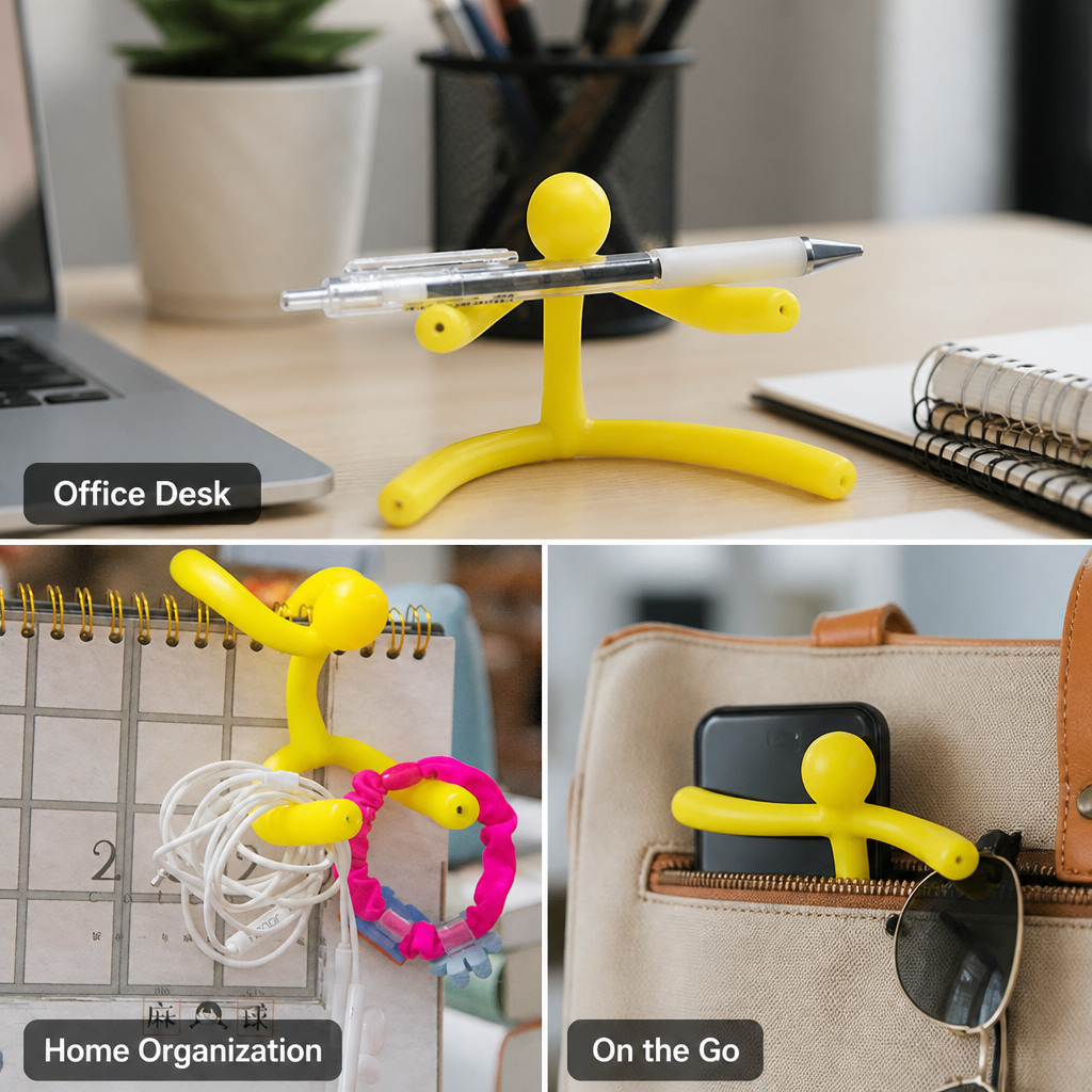 Flexible toy shaped into a phone stand for hands-free viewing