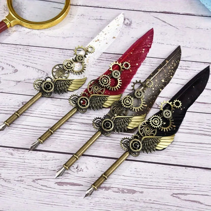 Vintage Metal Feather Pen