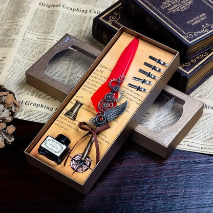 Vintage Calligraphy Feather Pen Set