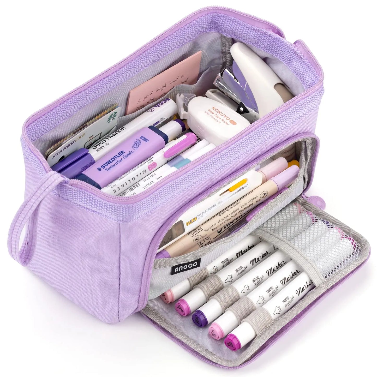 Pencil Case Canvas Double Deck Large Capacity