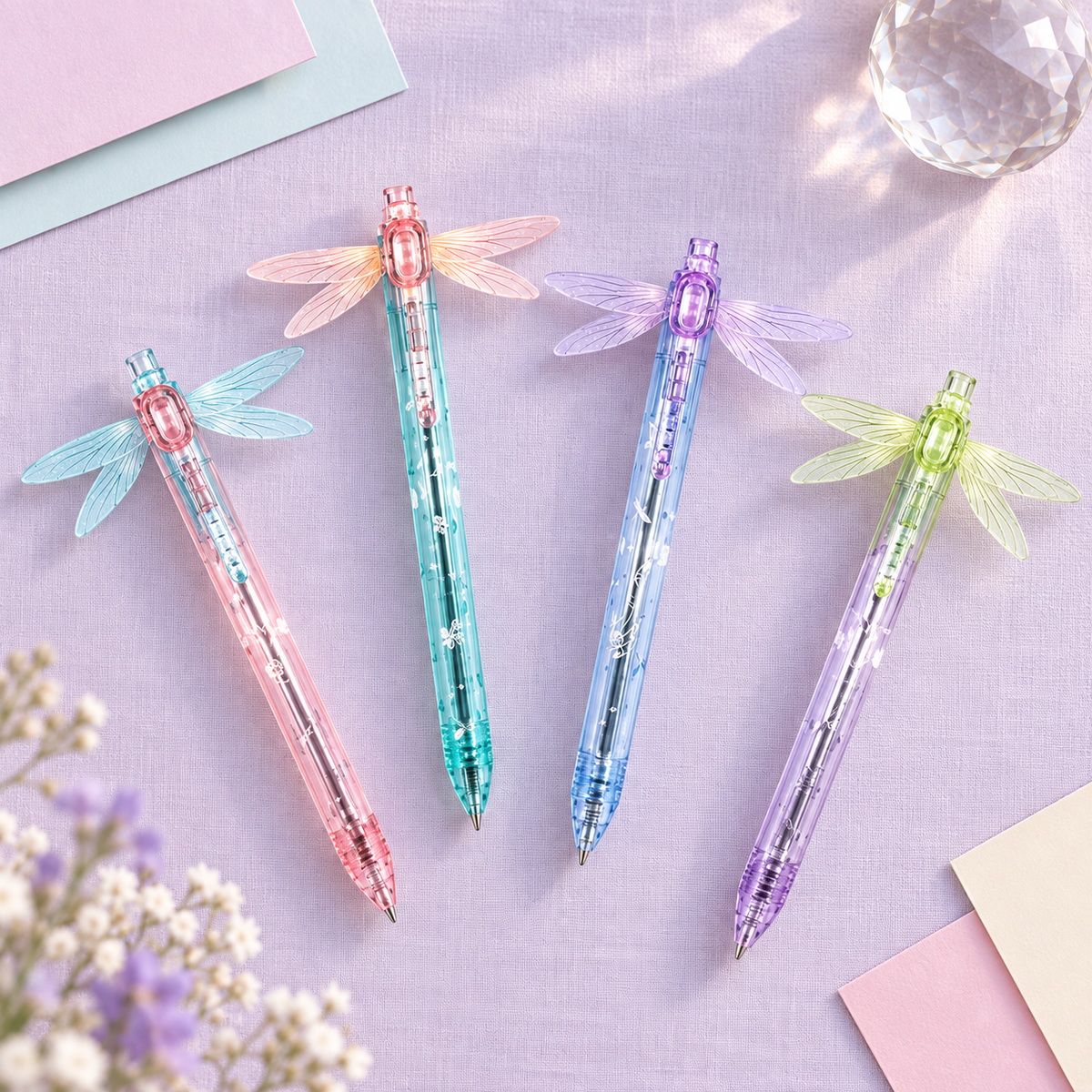Fine-tip dragonfly flower pen designed for journaling