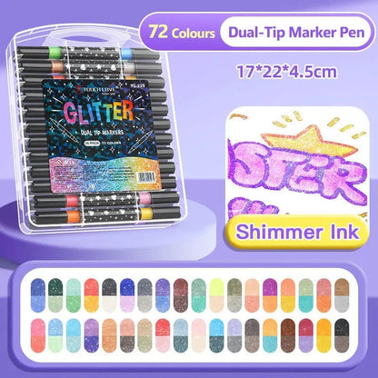 Metallic Brush Pens With Two-Tone Outline Effect