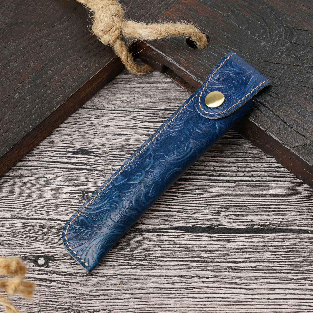 Leather Single Fountain Pen Case With Snap Closure