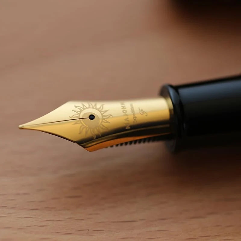 Sun-Carved Fountain Pen With Size 8 Fine Nib Orange And Black