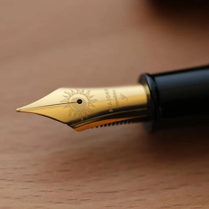 Sun-Carved Fountain Pen With Size 8 Fine Nib Orange And Black