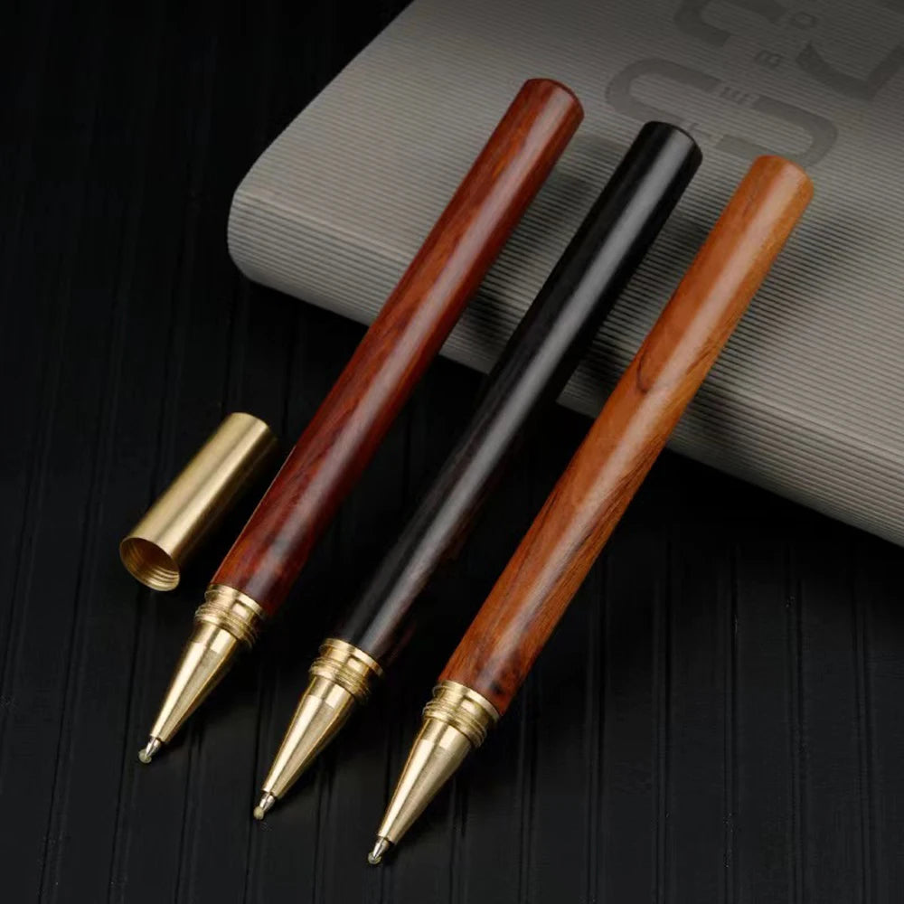 Vintage Wood and Brass Ballpoint Pen Stylish Metal Cap Roller Pen