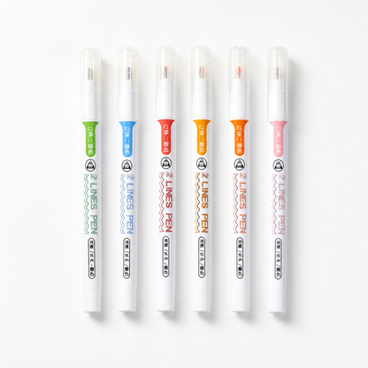 Dual-Color Fluorescent Marker Pens (Set of 6)