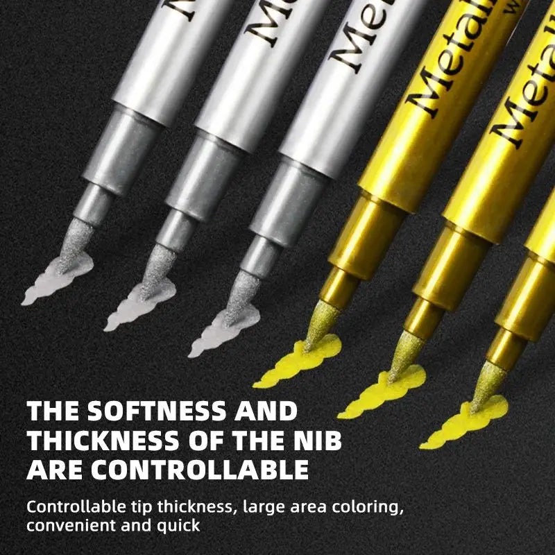 Brush Metallic Pen Set in Silver and Gold