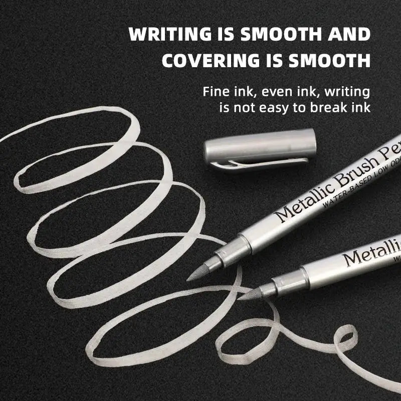 Brush Metallic Pen Set in Silver and Gold