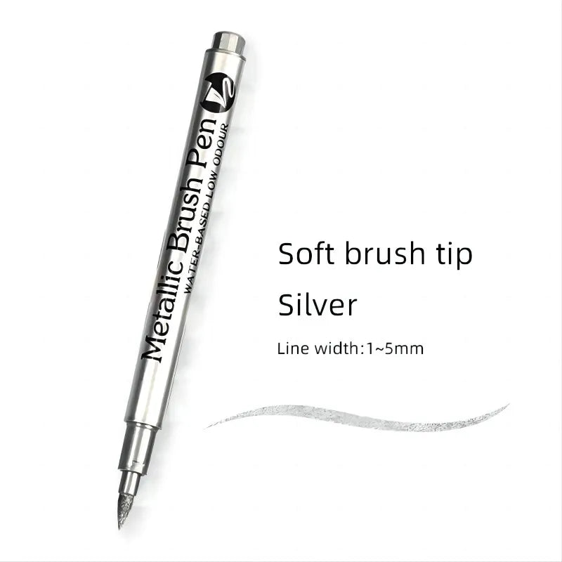 Brush Metallic Pen Set in Silver and Gold
