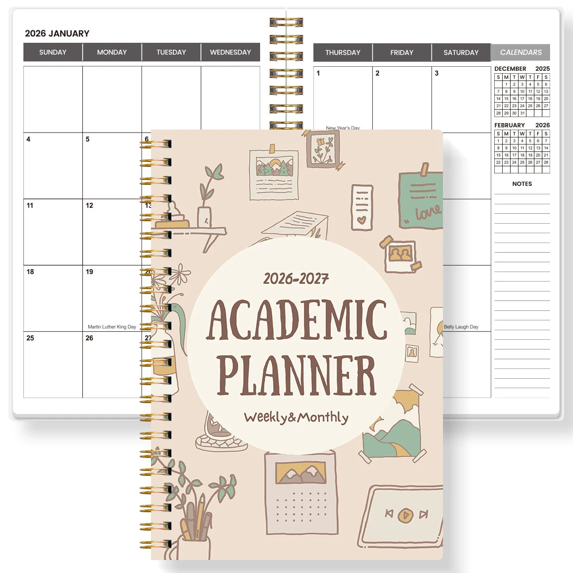 Academic Planner A5 Spiral Weekly Monthly Layout