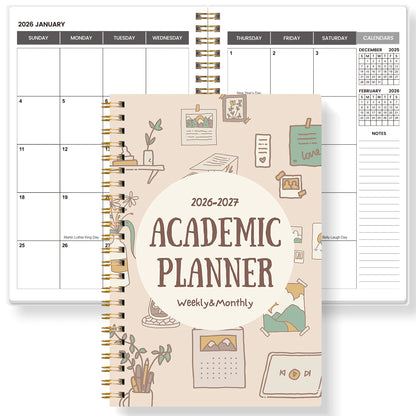 Academic Planner A5 Spiral Weekly Monthly Layout
