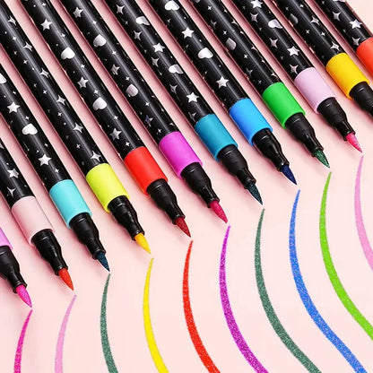 Metallic Brush Pens With Two-Tone Outline Effect