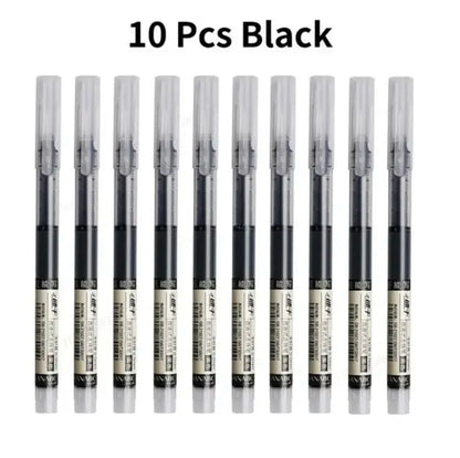 Set of 10 Needle Tip Gel Pens Liquid Ink Smooth Writing Stationery