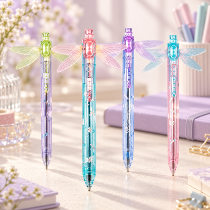 Dragonfly flower pen styled with a journal