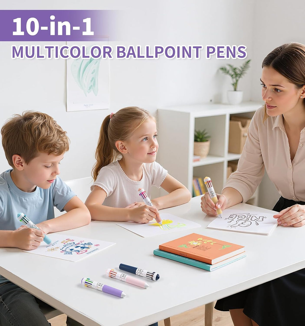 10-in-1 ballpoint pens with a broad selection of writing colors