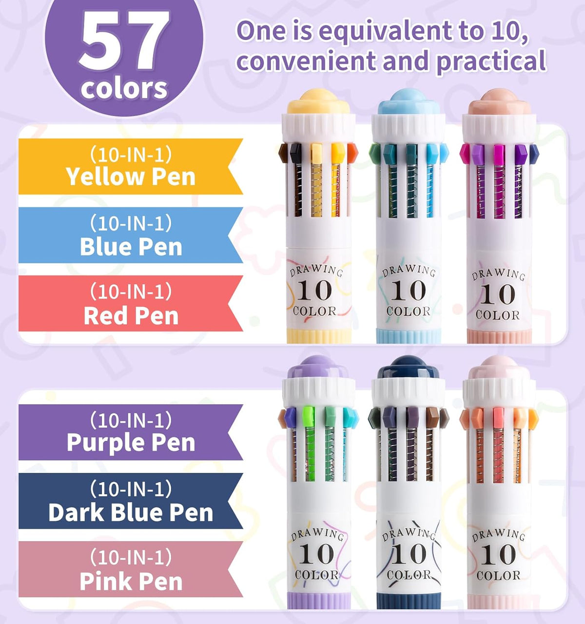 Multicolor ballpoint pen set with fine 0.8 mm writing tips