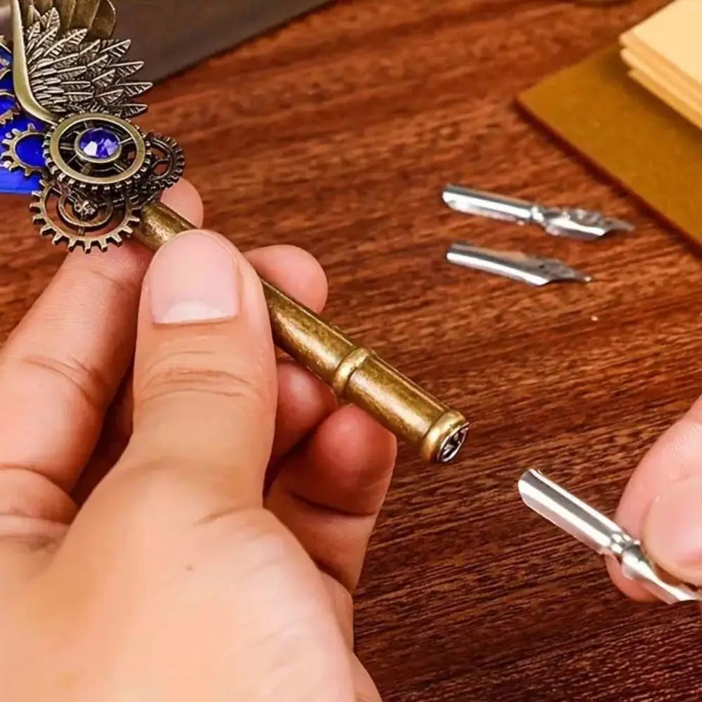 Vintage Metal Feather Pen
