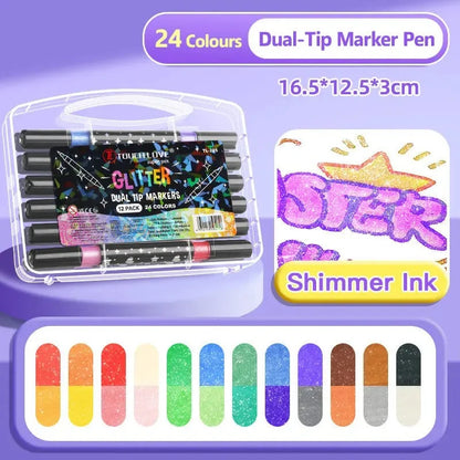 Metallic Brush Pens With Two-Tone Outline Effect