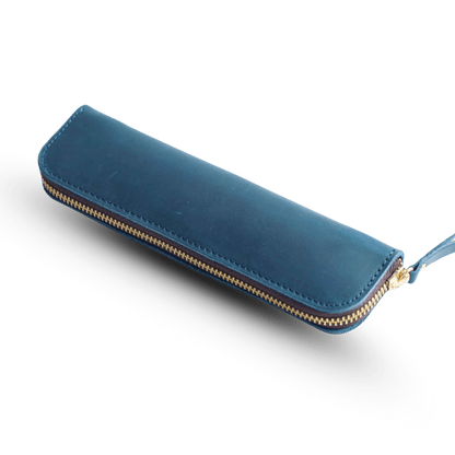 Leather 4-Slot Zippered Pen Case