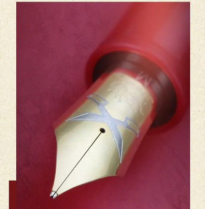 Red Star Cap Transparent Resin Fountain Pen
