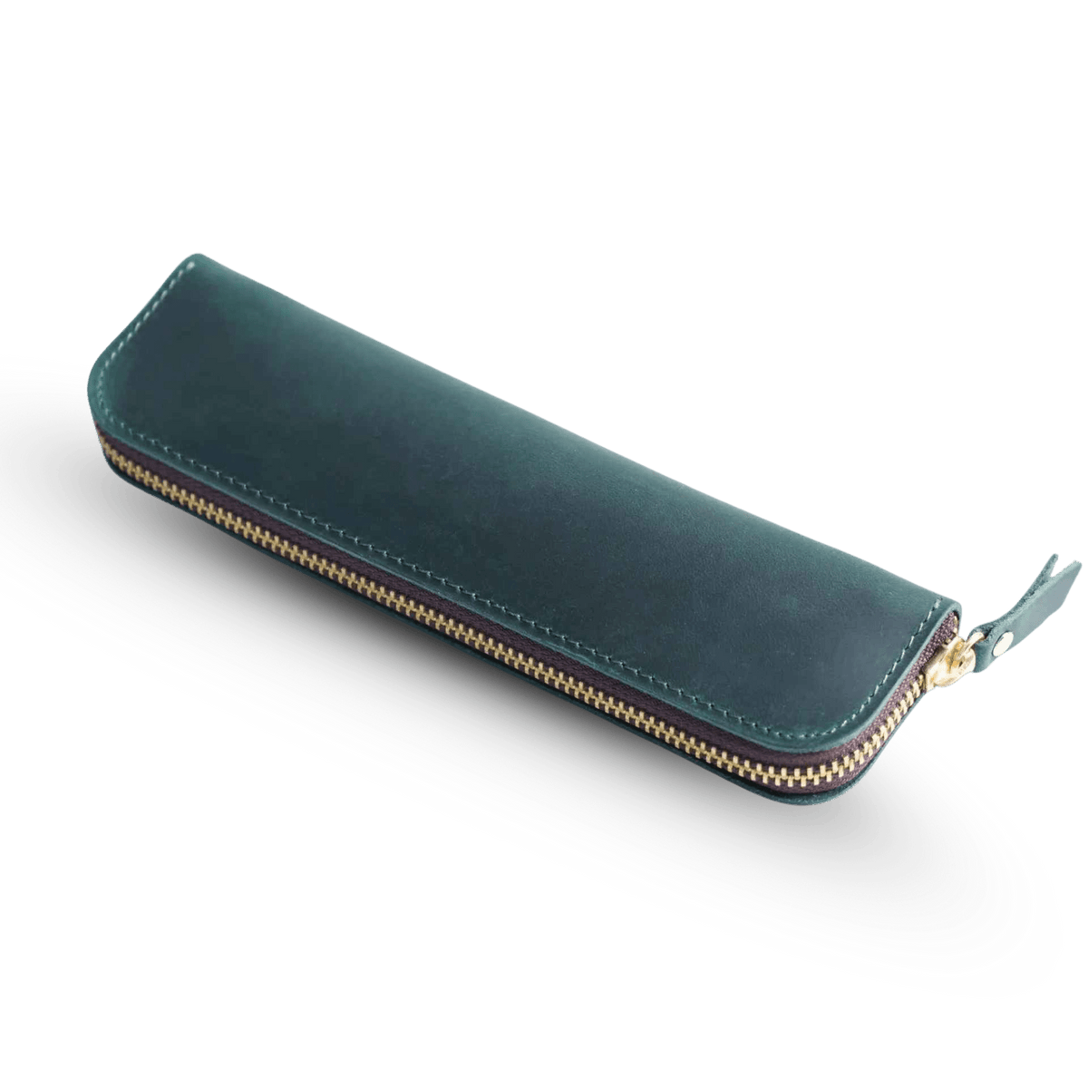 Leather 4-Slot Zippered Pen Case