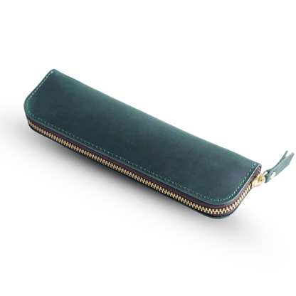 Leather 4-Slot Zippered Pen Case
