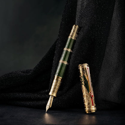 Full view of the fountain pen with its cap attached
