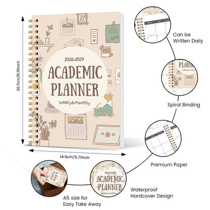 Academic Planner A5 Spiral Weekly Monthly Layout