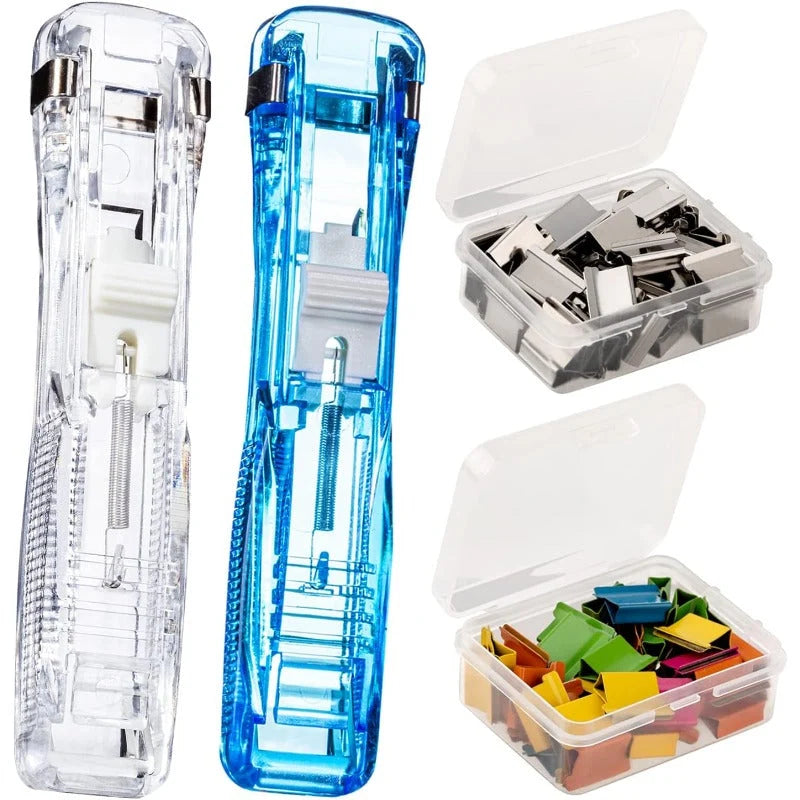 Staple-Free Paper Clip Dispenser Set With 100 Clips