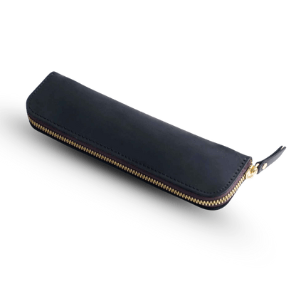 Leather 4-Slot Zippered Pen Case