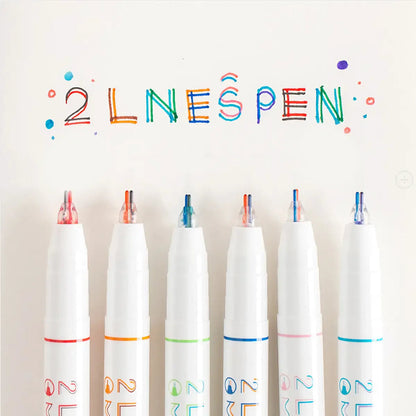Dual-Color Fluorescent Marker Pens (Set of 6)
