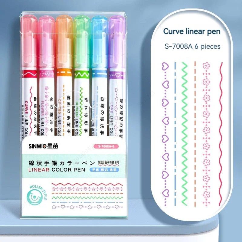 Flower Line Shape Highlighter Pen Set