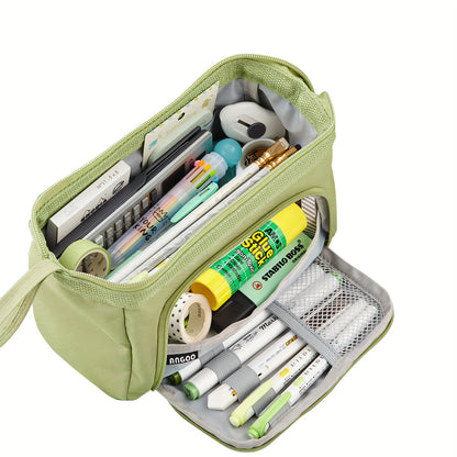 Pencil Case Canvas Double Deck Large Capacity