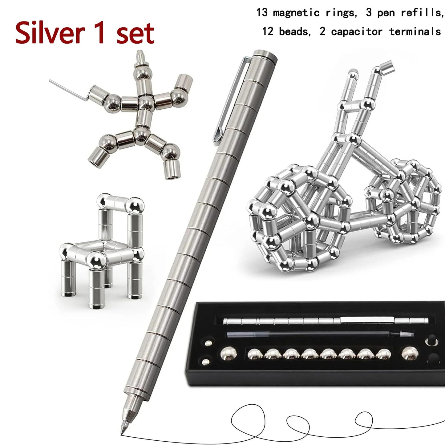 Magnetic Fidget Pen for Stress Relief and Multifunctional Writing