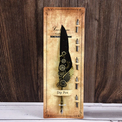 Vintage Metal Feather Pen