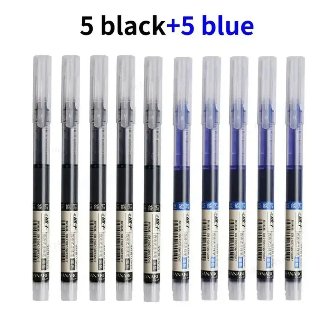Set of 10 Needle Tip Gel Pens Liquid Ink Smooth Writing Stationery