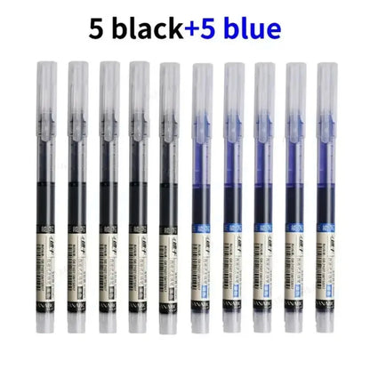 Set of 10 Needle Tip Gel Pens Liquid Ink Smooth Writing Stationery