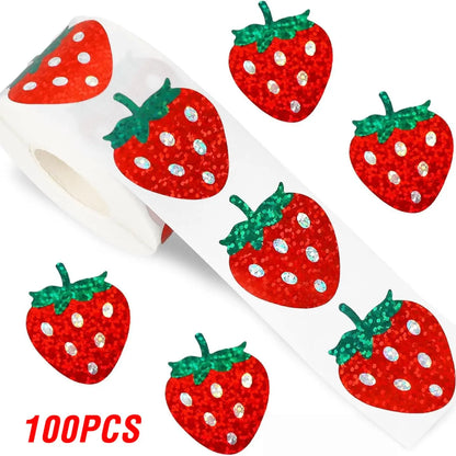 Sticker Labels Red Laser Strawberry Design