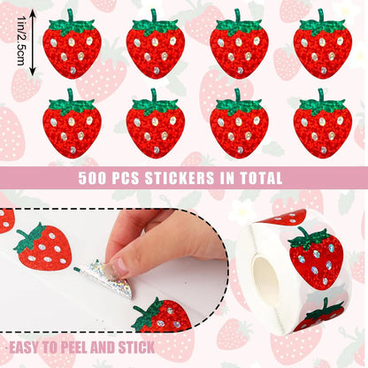 Sticker Labels Red Laser Strawberry Design