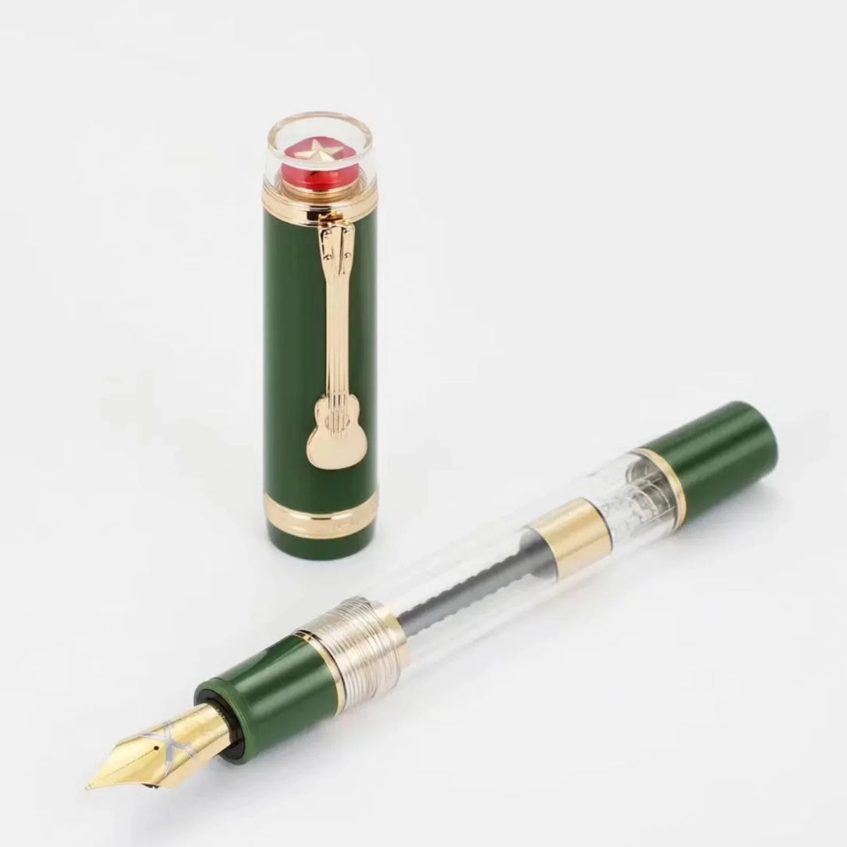 Red Star Cap Transparent Resin Fountain Pen