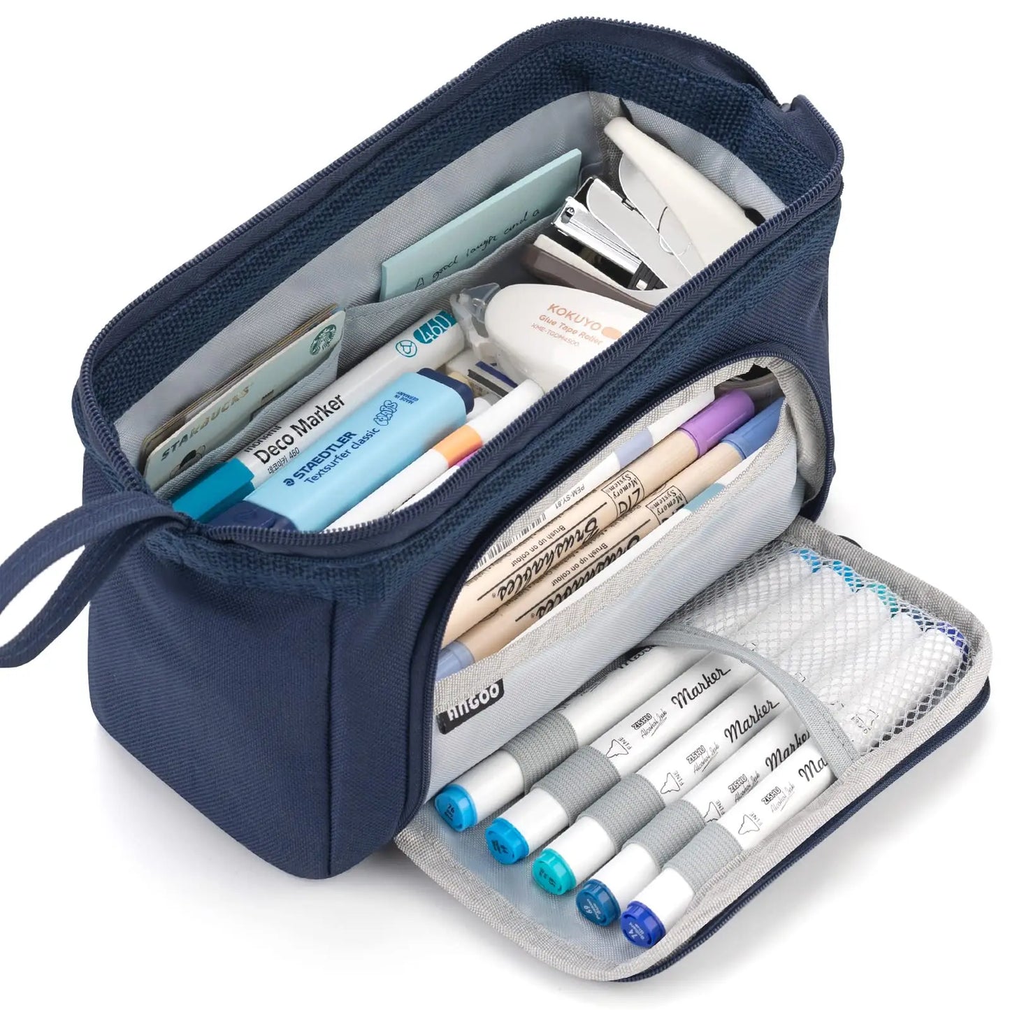 Pencil Case Canvas Double Deck Large Capacity